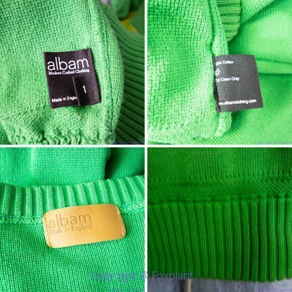 Albam Made in England 100% cotton green‎ sweater, size 1 - Picture 9 of 16